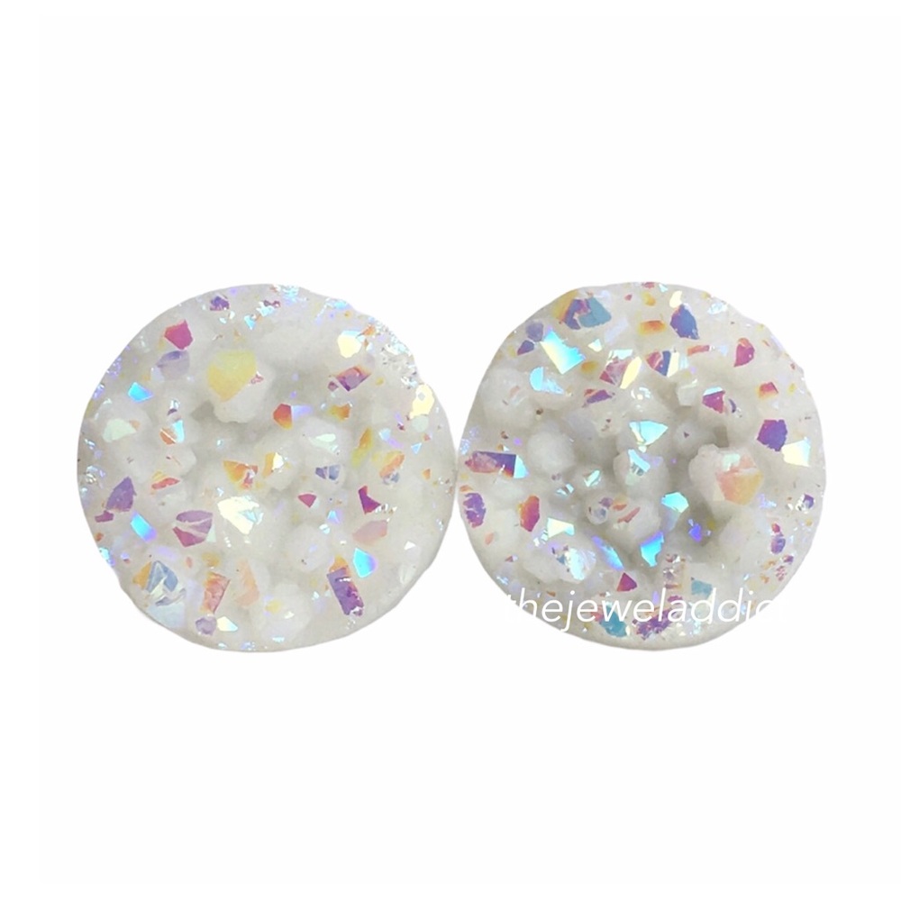 3 for 15🎀Opal white faux Druzy studs